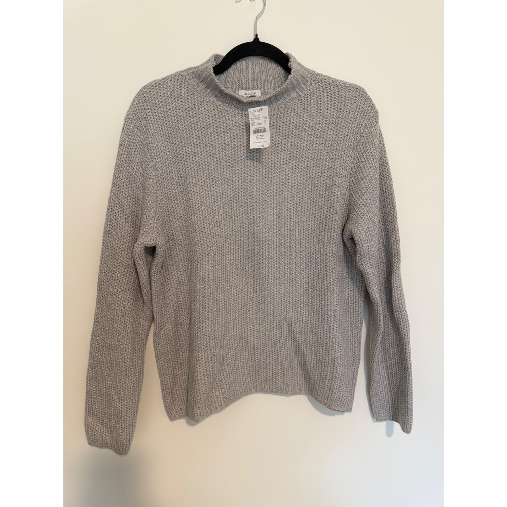J.Crew Womens Mock Neck Waffle Knit Sweater Grey‎ CP350 Size Small NEW
